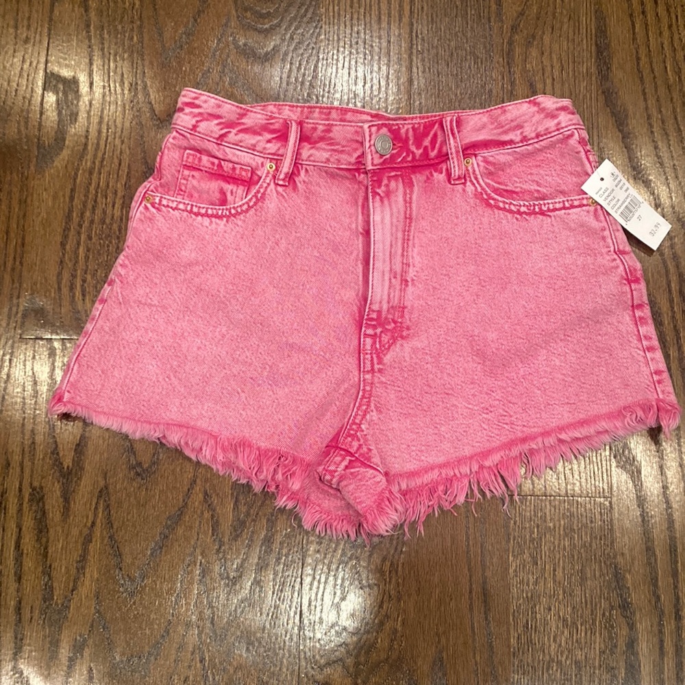 PacSun Hot Pink High Rise Festival Denim Shorts (Size 27)